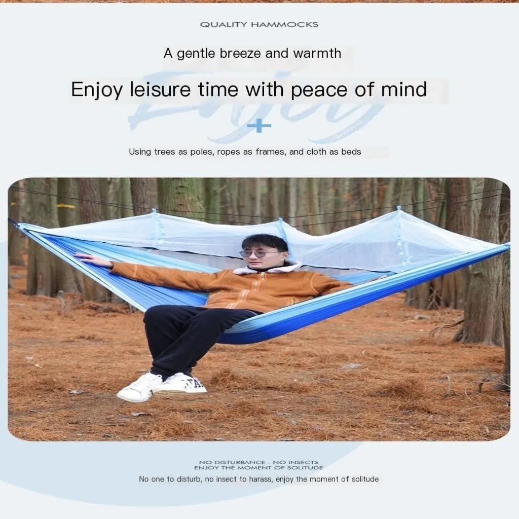 Hamock Outdoor Portable Camping Single Double Mosquito Net Hammock Anti-Mosquito Camping Mesh Mosquito Net Hammock Hanmock(C)