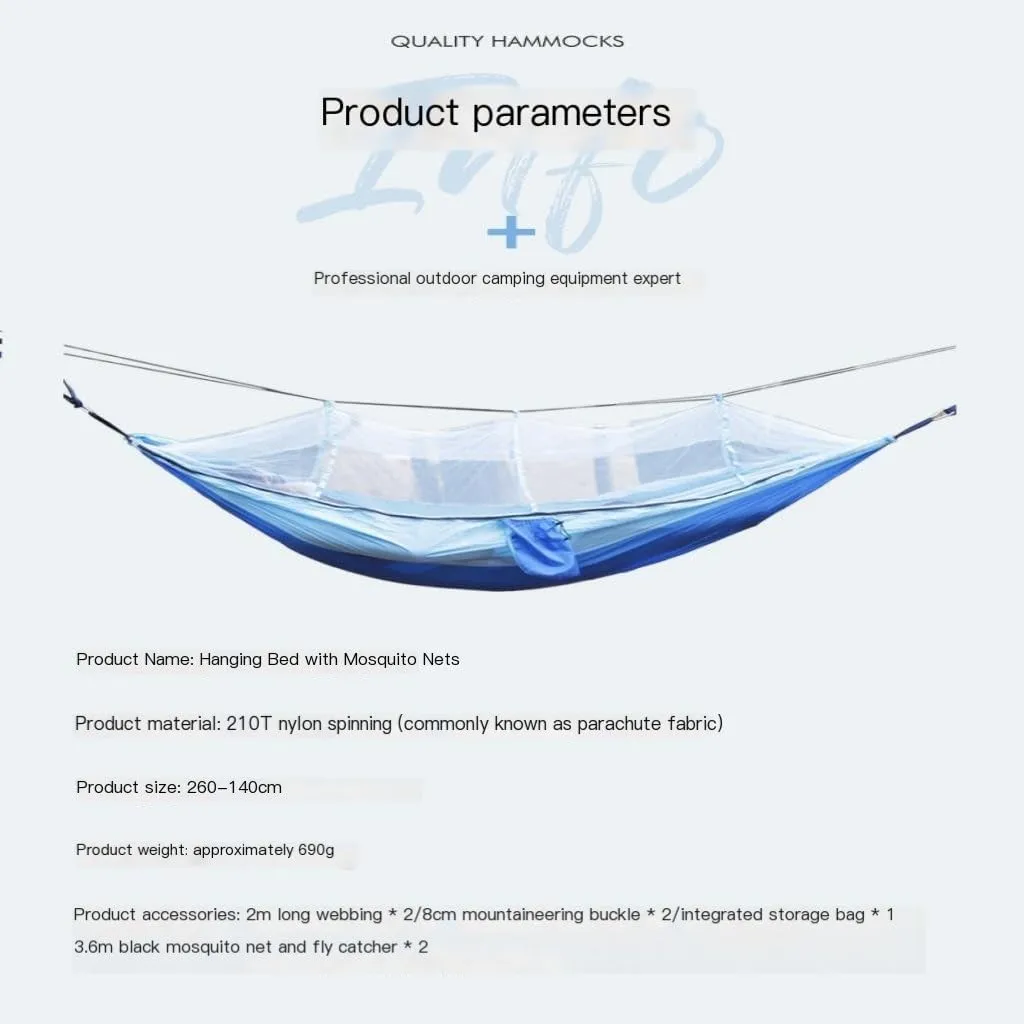Hamock Outdoor Portable Camping Single Double Mosquito Net Hammock Anti-Mosquito Camping Mesh Mosquito Net Hammock Hanmock(C)