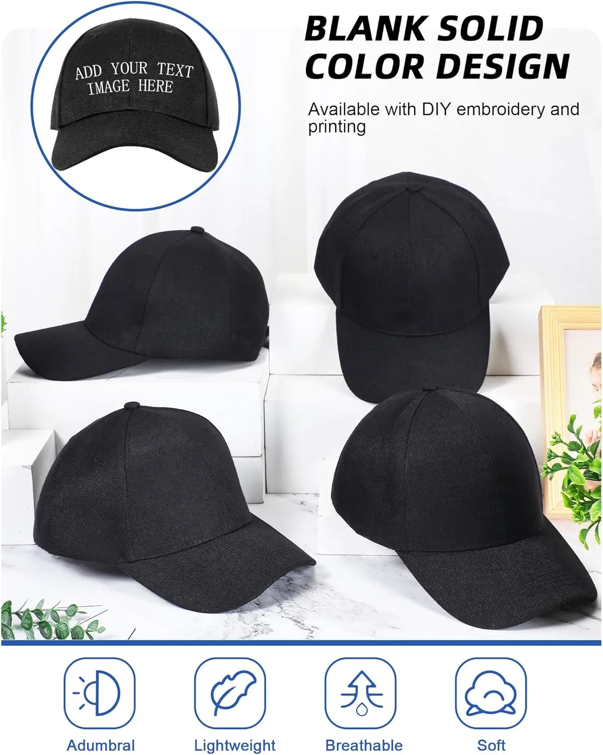 Handepo 24 Pcs Blank Baseball Cap Adjustable Back Strap Plain Blank Camouflage Hat Unisex Baseball Cap for Trucker Men Women