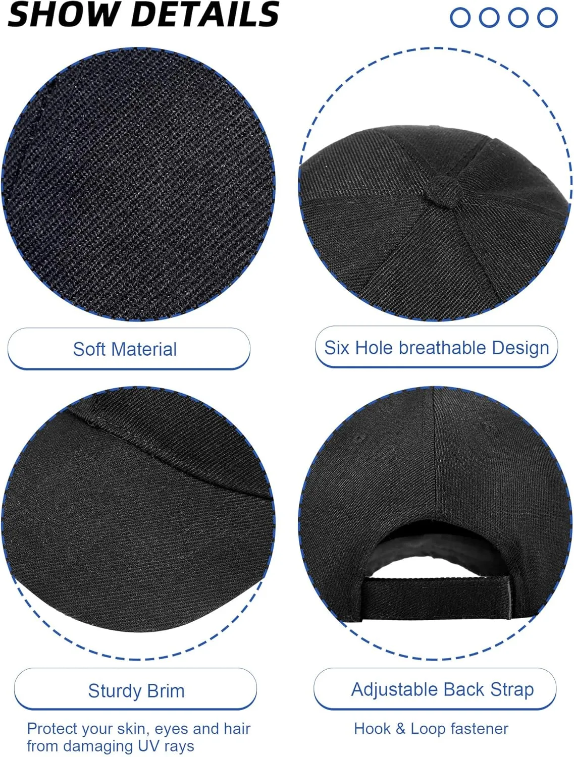 Handepo 24 Pcs Blank Baseball Cap Adjustable Back Strap Plain Blank Camouflage Hat Unisex Baseball Cap for Trucker Men Women