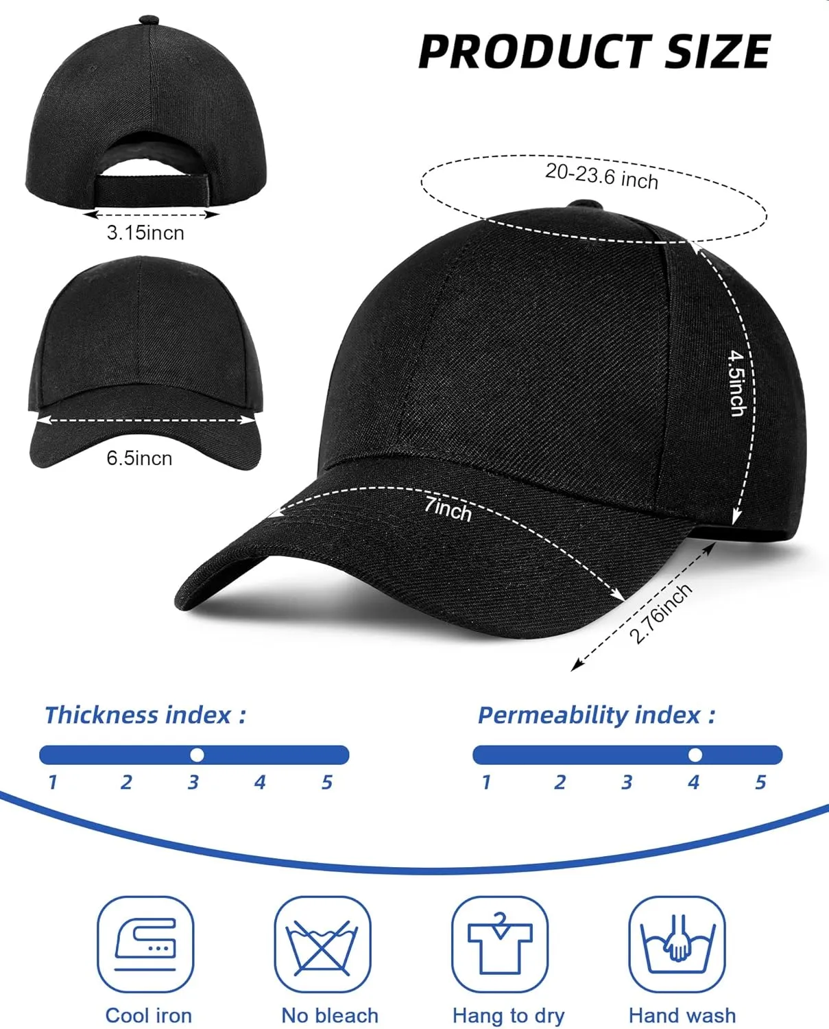 Handepo 24 Pcs Blank Baseball Cap Adjustable Back Strap Plain Blank Camouflage Hat Unisex Baseball Cap for Trucker Men Women