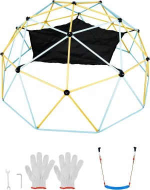 Happybuy Climbing Dome for Kids, 10FT, with Hammock & Swing, 750LBS Capacity, Easy Assembly