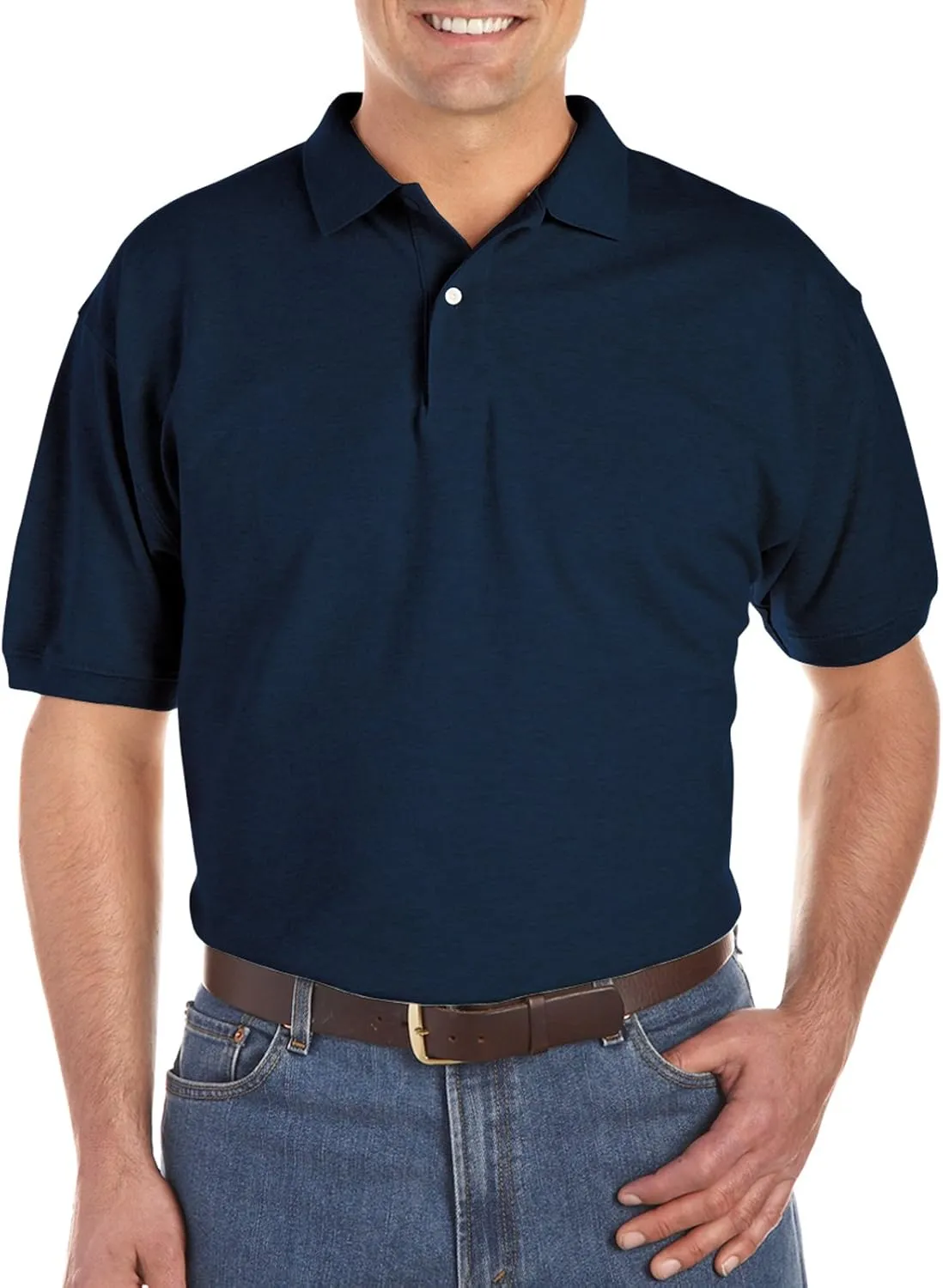 Harbor Bay by DXL Men's Big and Tall Piqué Polo Shirt, Tango Red Heather
