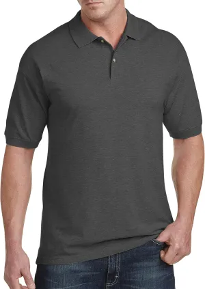 Harbor Bay by DXL Men's Big and Tall Piqué Polo Shirt, Tango Red Heather