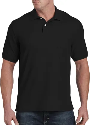 Harbor Bay by DXL Men's Big and Tall Piqué Polo Shirt, Tango Red Heather
