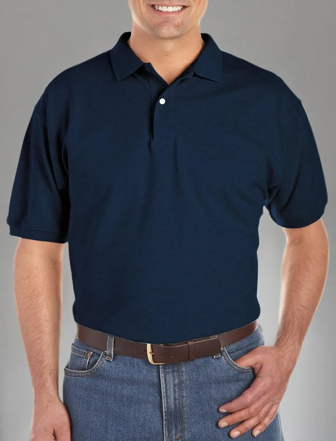 Harbor Bay by DXL Men's Big and Tall Piqué Polo Shirt, Tango Red Heather