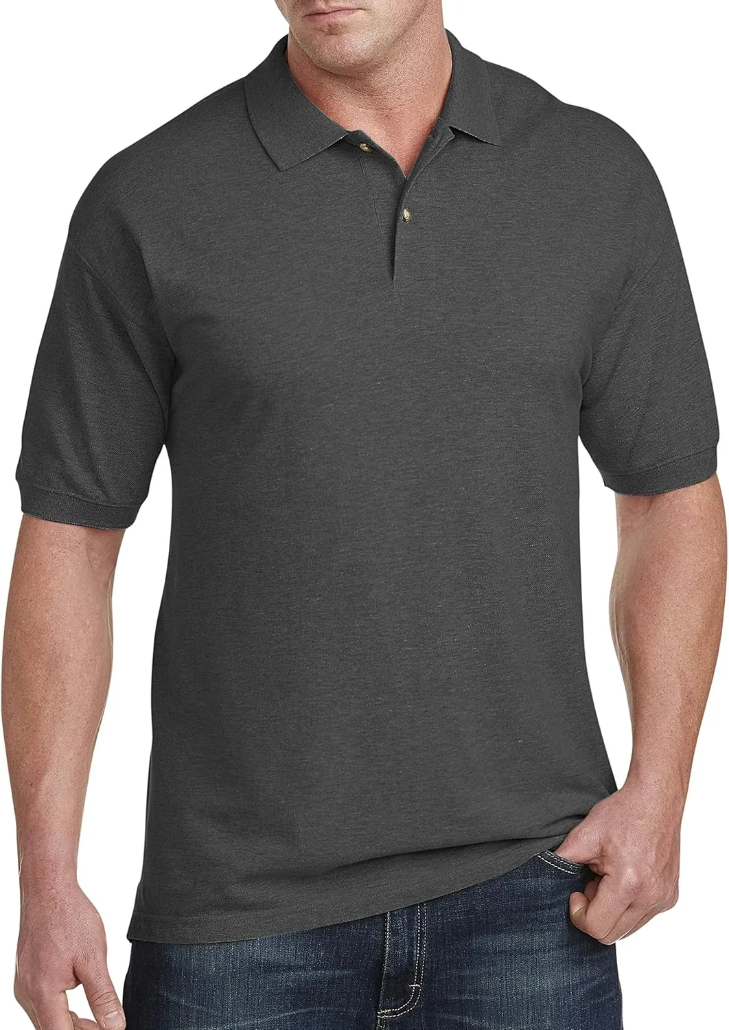 Harbor Bay by DXL Men's Big and Tall Piqué Polo Shirt, Tango Red Heather
