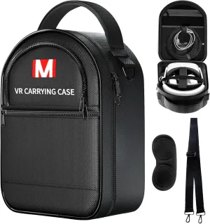 Hard Carrying Case for Meta Quest 3/Oculus Quest 2/Vision Pro VR Headset with Elite Strap, Touch Controllers & Other Accessories, with Strap & Lens Protector, for Travel and Home Storage