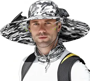 Hat with Fans Solar Power, Solar Powered Fan Hat, for Hiking, Solar Brim, Camping and Fishing