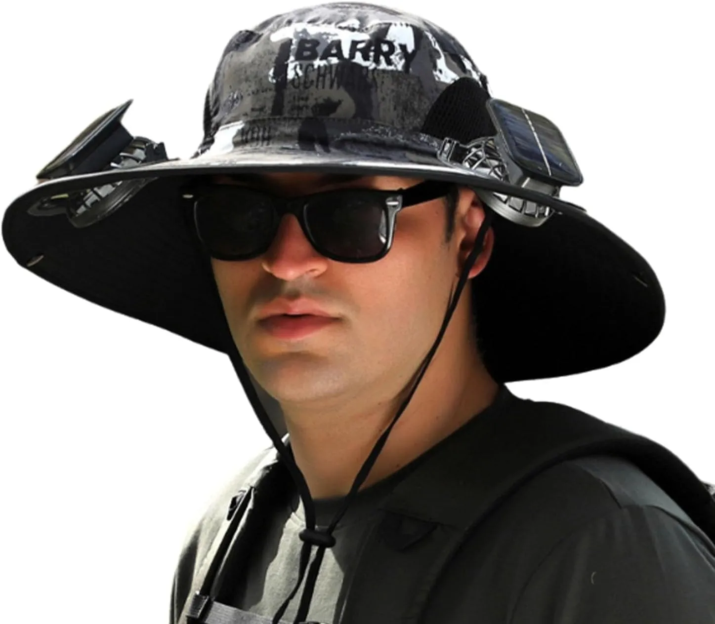 Hat with Fans Solar Power, Solar Powered Fan Hat for Men, Waterproof Outdoor Hiking Camping Fishing Hat