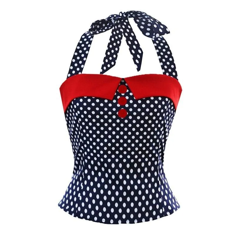 Haut Vintage Pin-Up <br> Marine