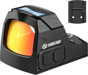 HAWKWAY 2 MOA Red Dot Sight for Pistol RMR RMSC Dot Open Reflex Sight Auto Shaking Switch Solar & Auto Switching Parallax Free for Full-Sized