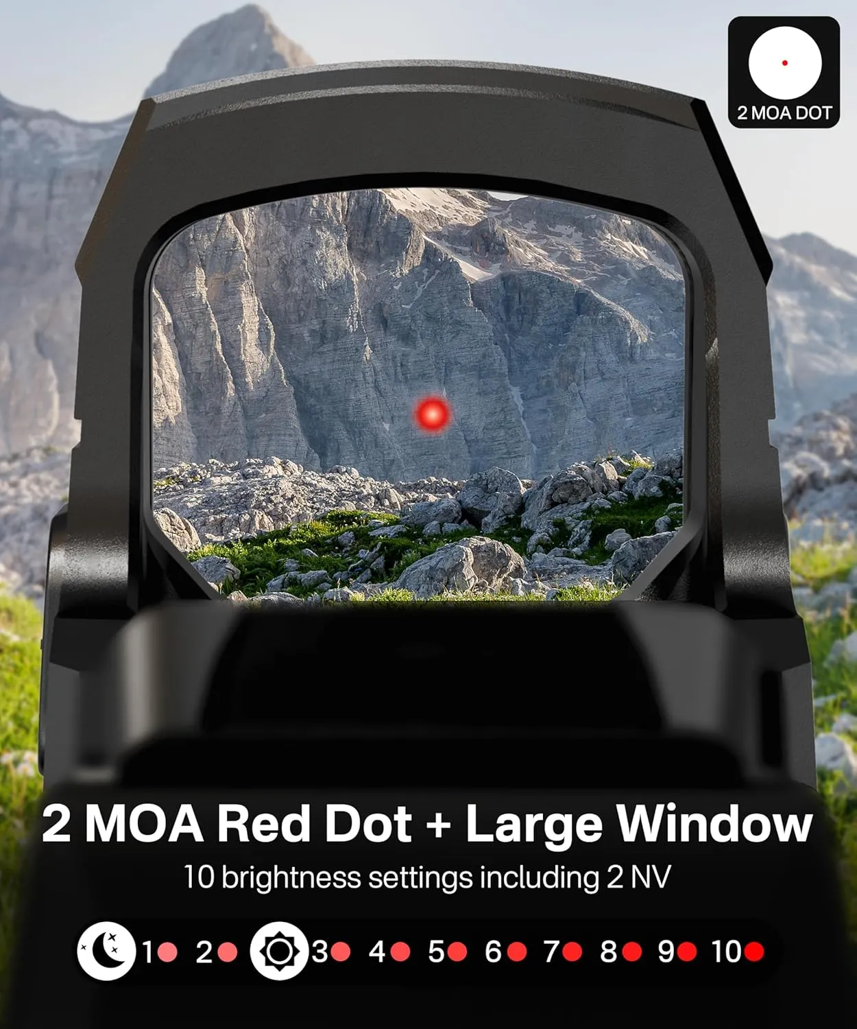 HAWKWAY 2 MOA Red Dot Sight for Pistol RMR RMSC Dot Open Reflex Sight Auto Shaking Switch Solar & Auto Switching Parallax Free for Full-Sized