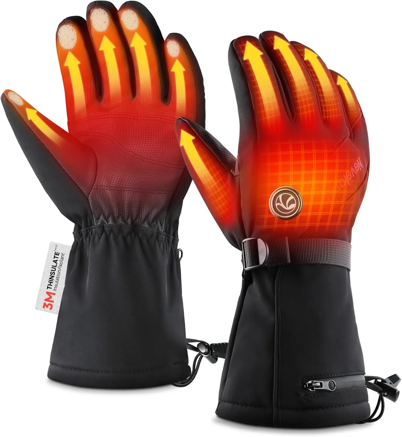 Heated Gloves for Men Women 4800mAh Rechargeable 8H Electric Heated Ski Gloves Waterproof Touchscreen Thermal Winter Warm Gloves for Outdoor Working Fishing Hunting Cycling Skiing Hiking
