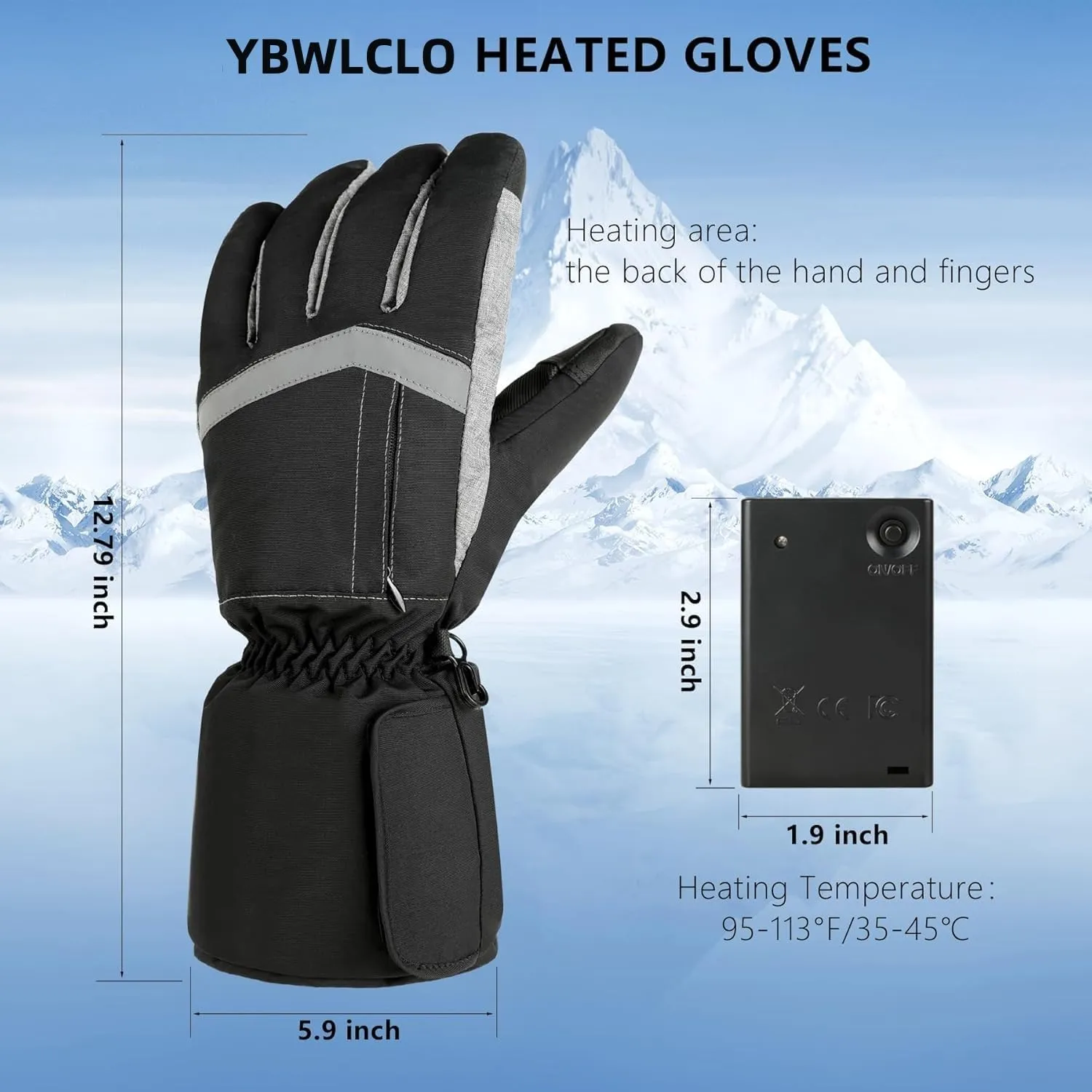 Heated Gloves for Men Women, Touchscreen Electric Waterproof Heating Gloves for Cycling Camping Motorcycle Driving