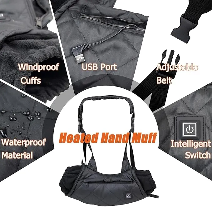 Heated Hand Muff, Electric Heating Hand Warmer Pouch, Suitable for Outdoor Hunting, Sports, Photography, Golf, Hike, Football, Snow Camping in Cold Winter Keep Warmth