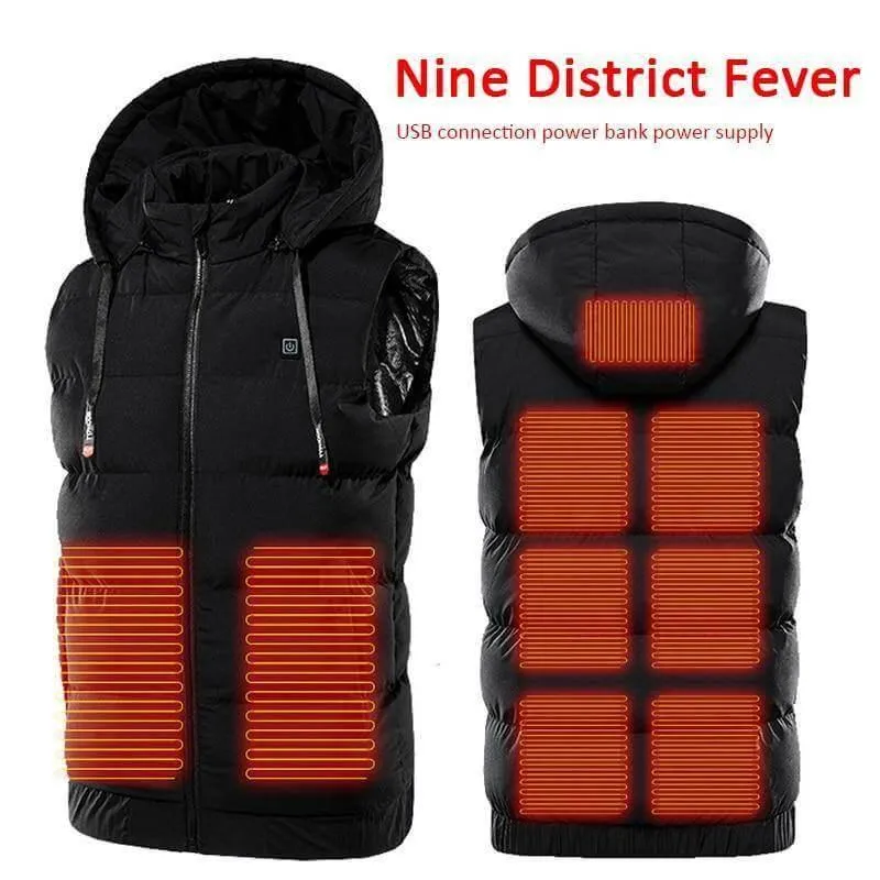 Heated Hooded Vest - Thermal Waterproof Electric Jacket