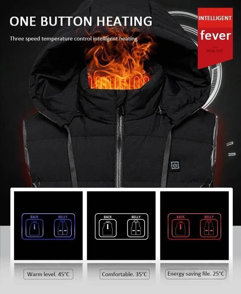 Heated Hooded Vest - Thermal Waterproof Electric Jacket