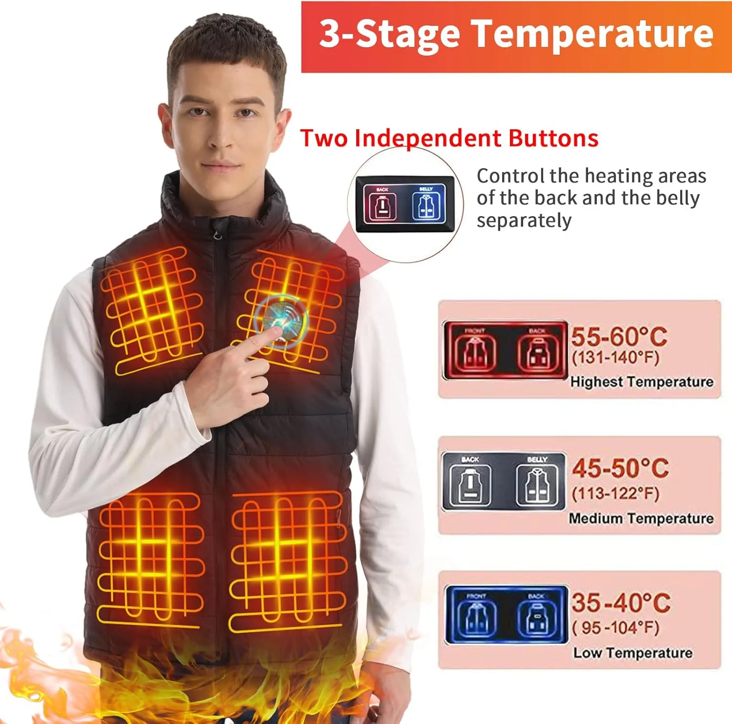 Heated Hunting Vest with Battery Pack, Smart Electric Heating Vest for Hiking