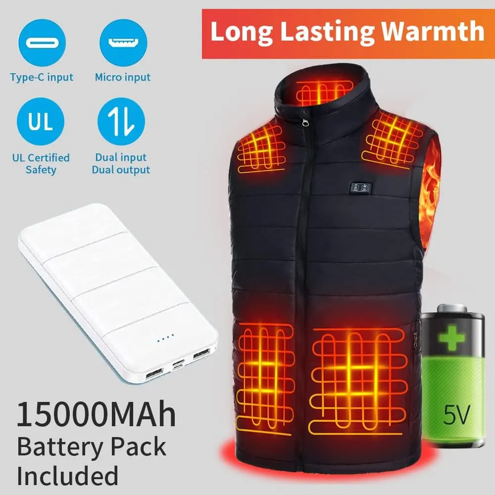 Heated Hunting Vest with Battery Pack, Smart Electric Heating Vest for Hiking