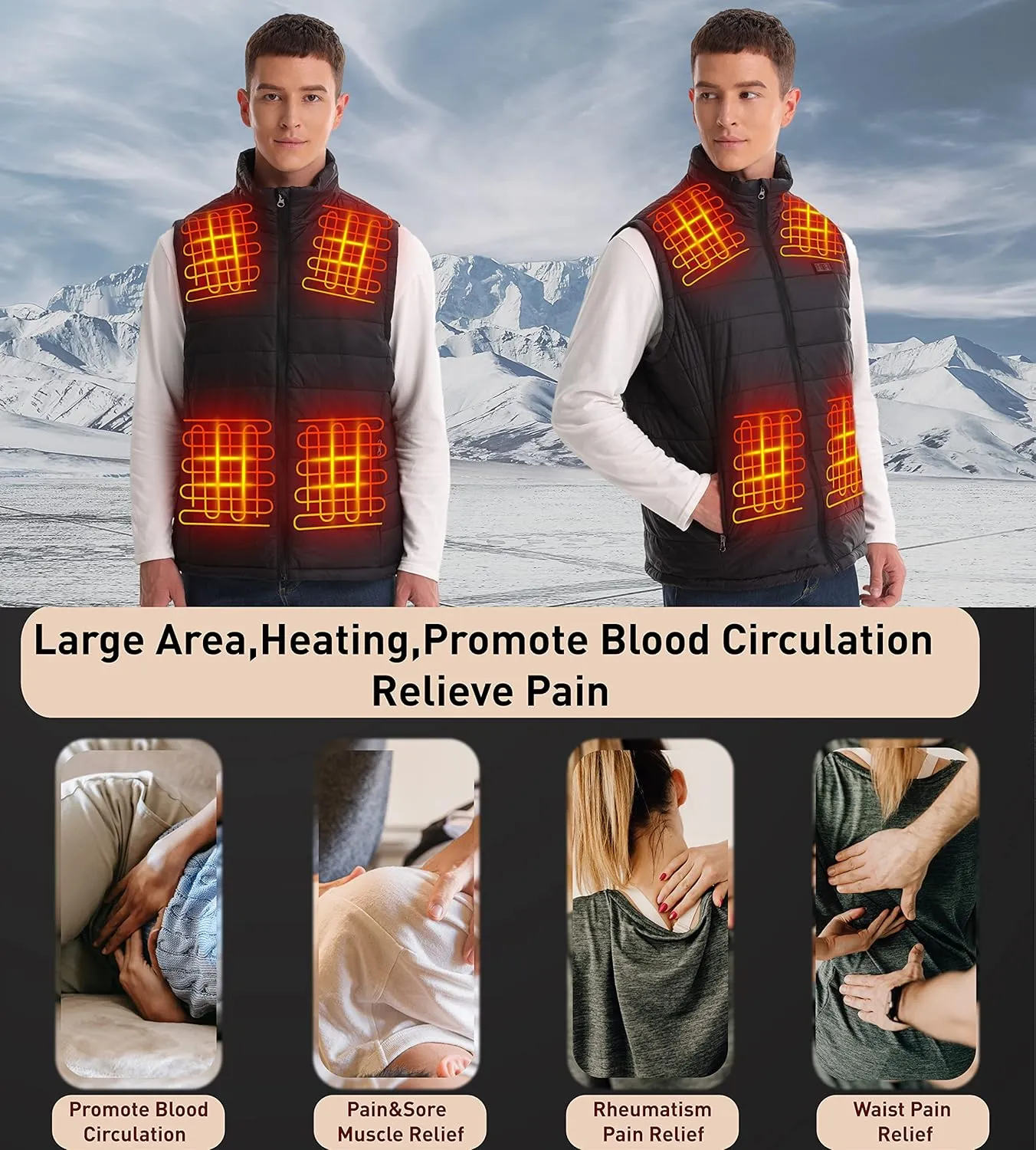 Heated Hunting Vest with Battery Pack, Smart Electric Heating Vest for Hiking