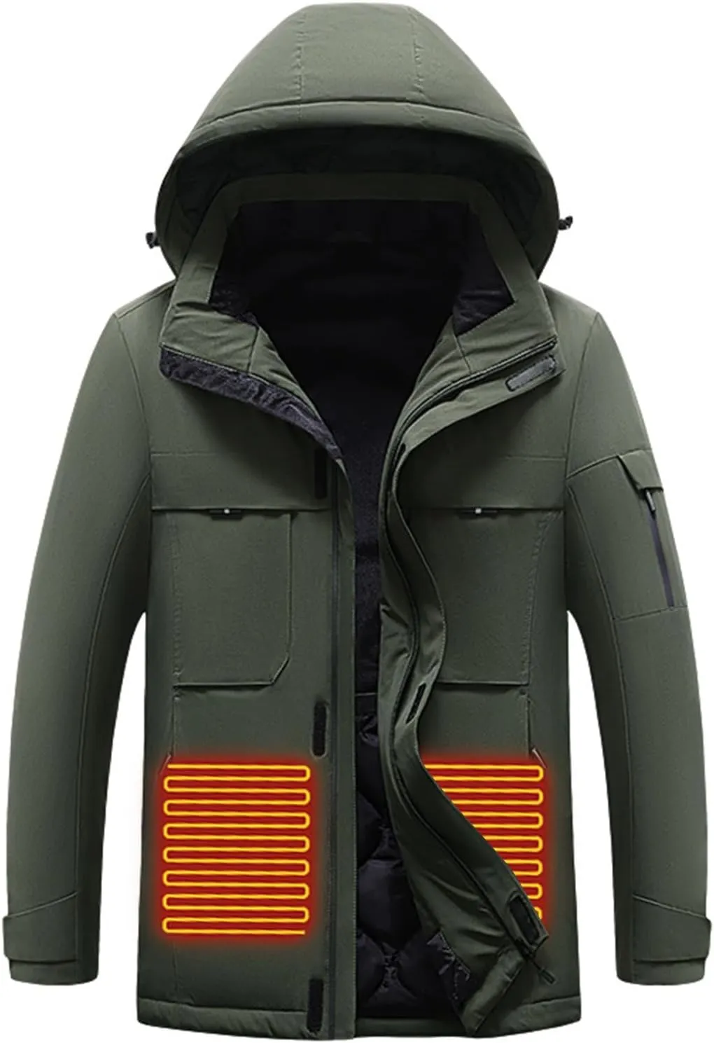 Heated Jackets for Men Women Hooded Heating Coat Dual Independent Switches Control 3 Temperature Heated Outerwear