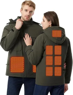 Heated Jackets for Men Women Hooded Heating Coat Dual Independent Switches Control 3 Temperature Heated Outerwear