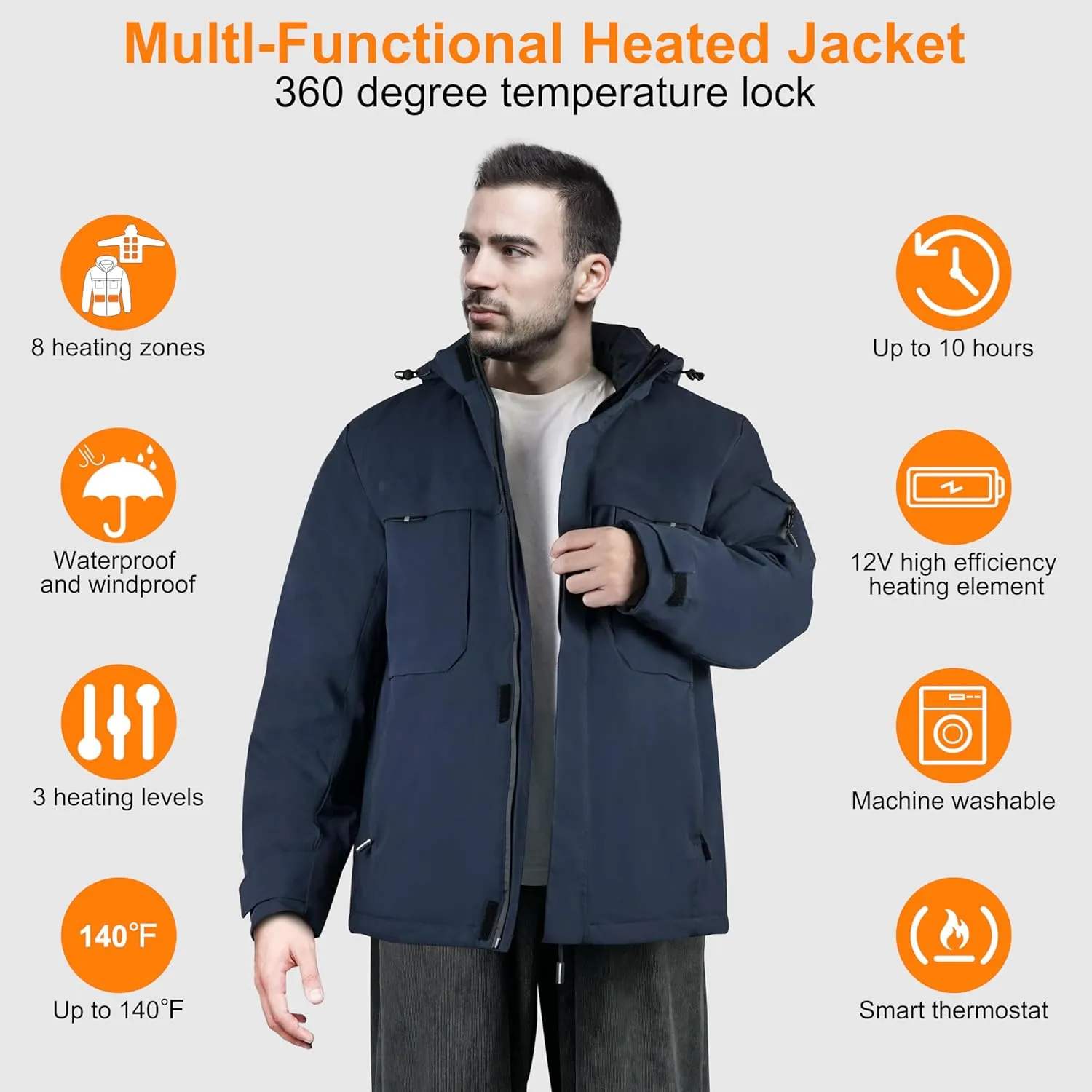 Heated Jackets for Men Women - Rechargeable Men's Soft Shell Winter Heating Jacket for Winter Outdoor Use