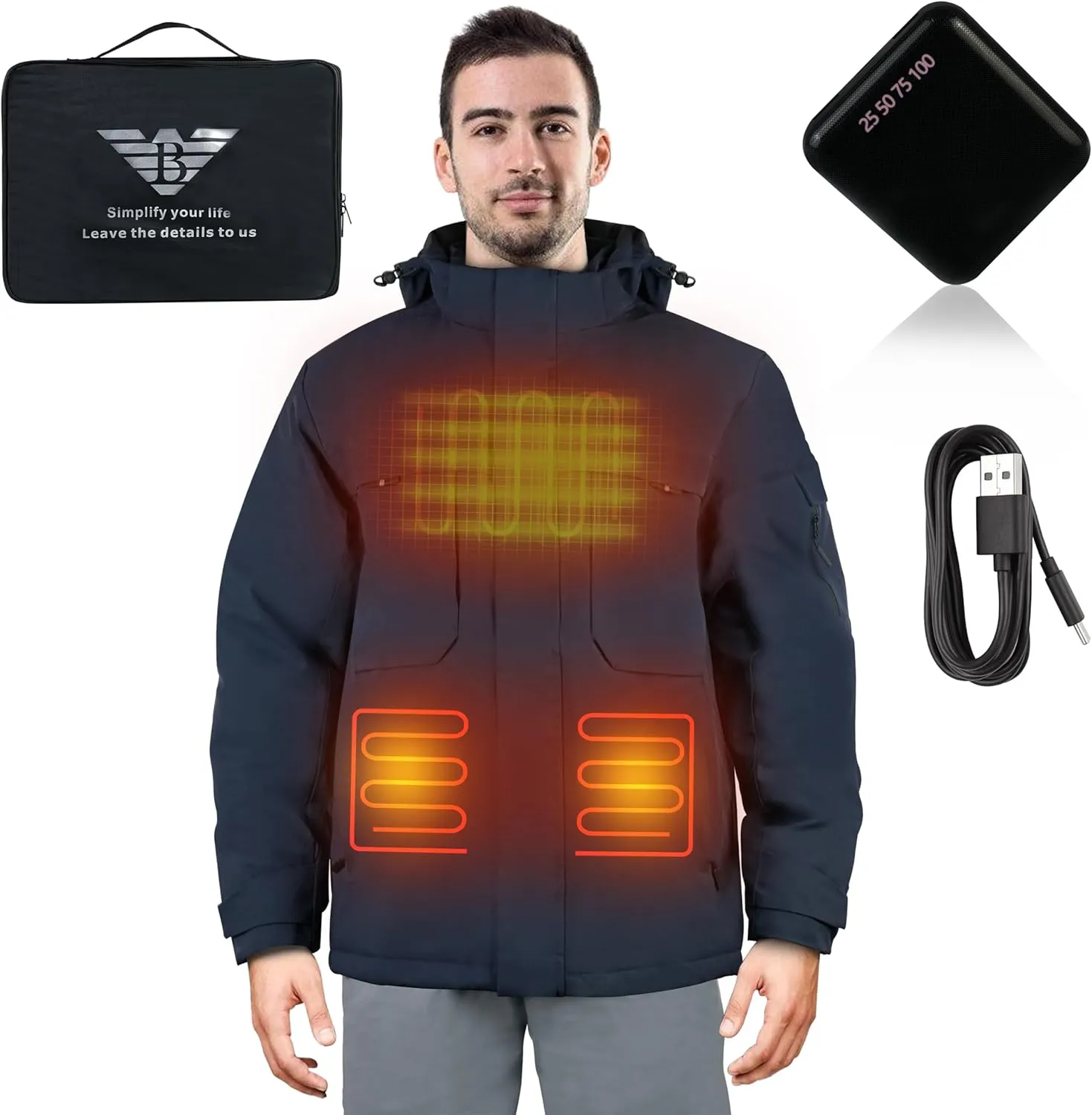 Heated Jackets for Men Women - Rechargeable Men's Soft Shell Winter Heating Jacket for Winter Outdoor Use
