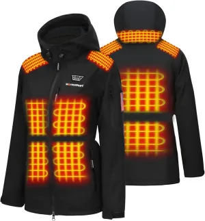 Heated jackets for Women with 14400mAh Battery Pack, Heated Coats with Detachable Hood Windproof