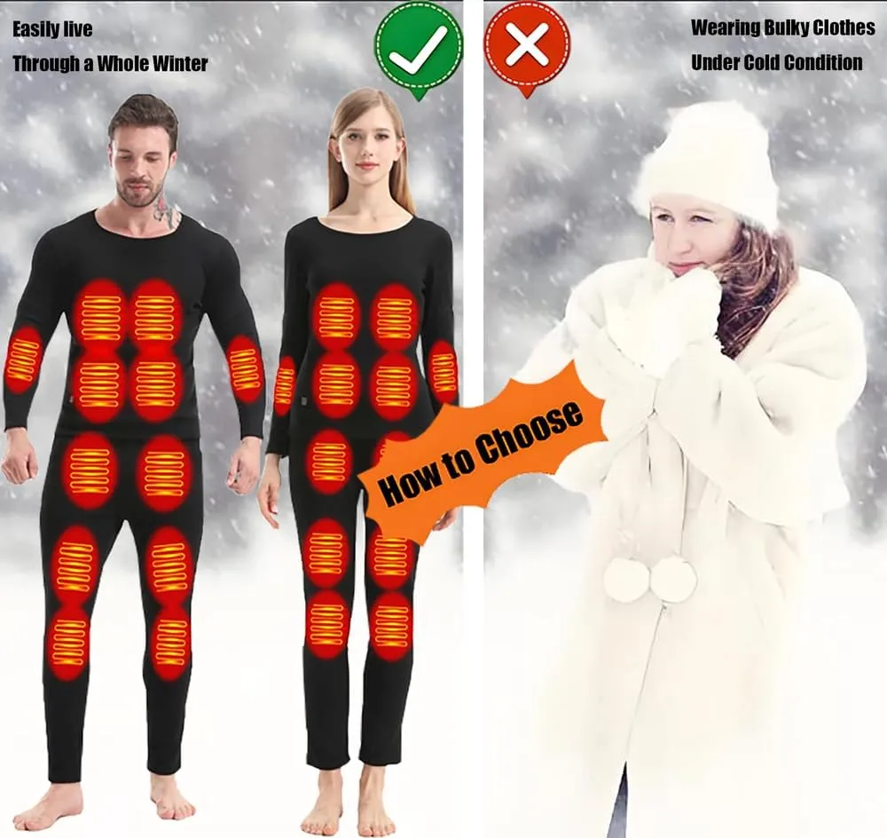 Heated Thermals Underwear Set for Men Women USB Charge 42 Zone Intelligent Heated Cold Winter winter Heated Clothing