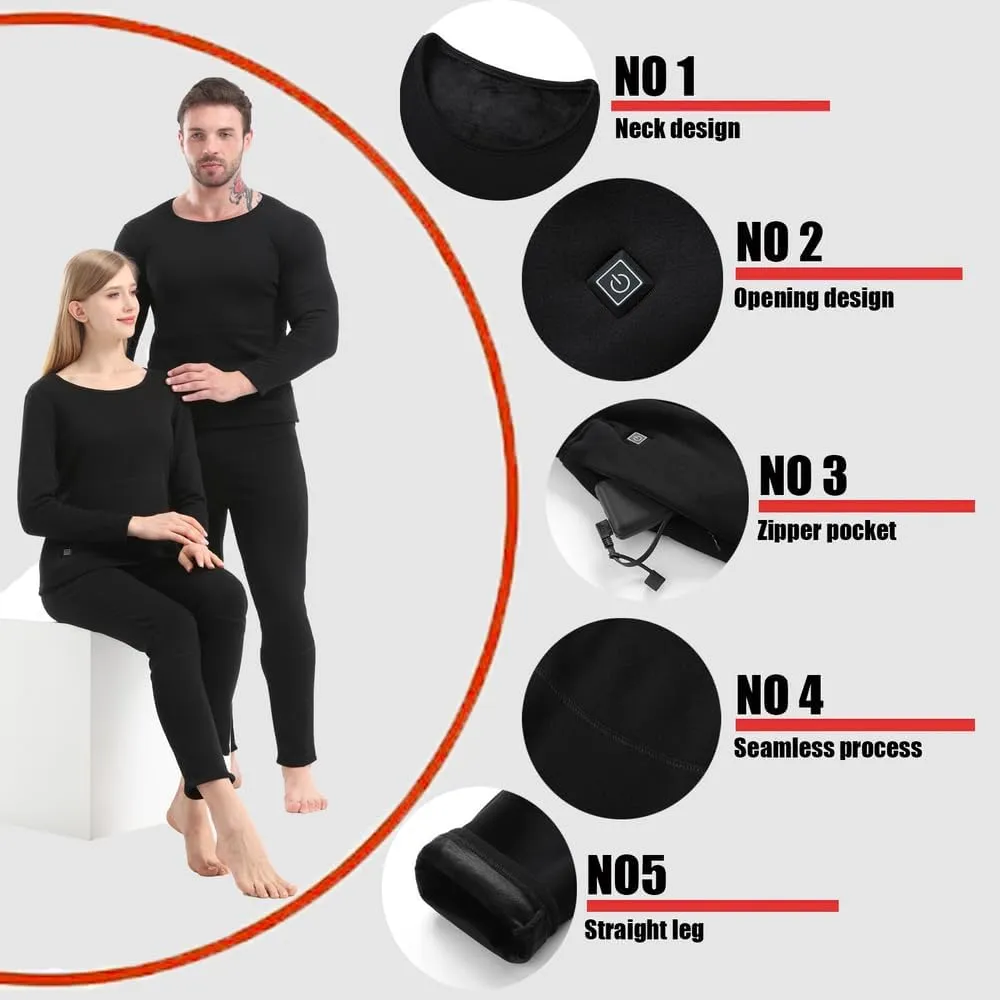 Heated Thermals Underwear Set for Men Women USB Charge 42 Zone Intelligent Heated Cold Winter winter Heated Clothing