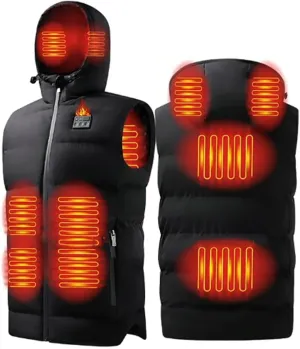 Heated Vest for Men, 3 Switch Control 8 Heating Zones, Temperature Display, Heating Hat, Smart Heating Jacket,Black,3XL