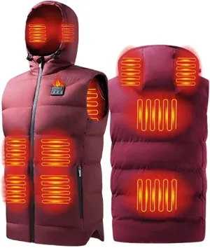 Heated Vest for Men, 3 Switch Control 8 Heating Zones, Temperature Display, Heating Hat, Smart Heating Jacket,Red,6XL