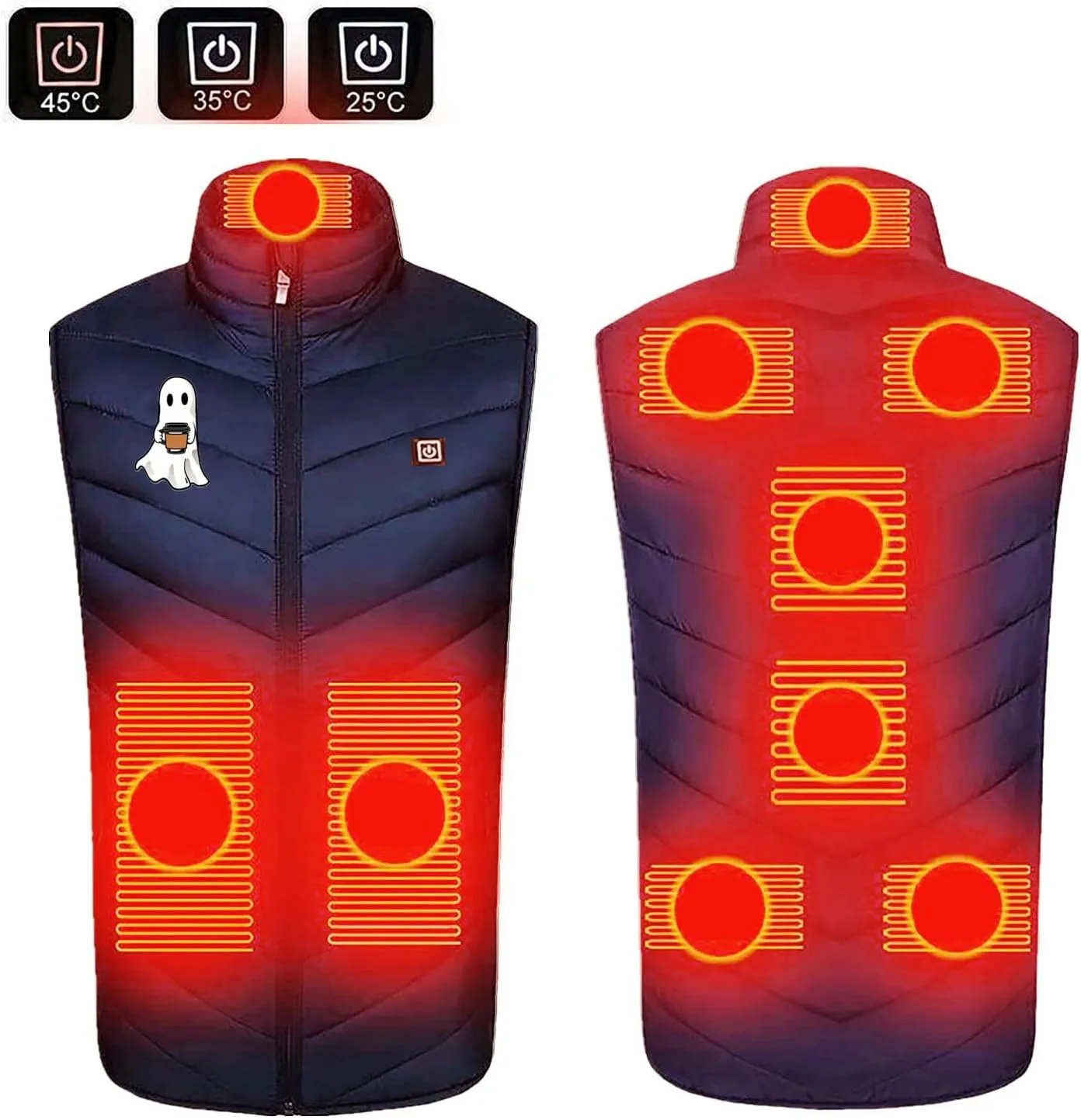 Heated Vest for Men Women, 9 Heating Zones Heated Gilet Heated Body Warmer Heated Waistcoat USB Heated Jacket