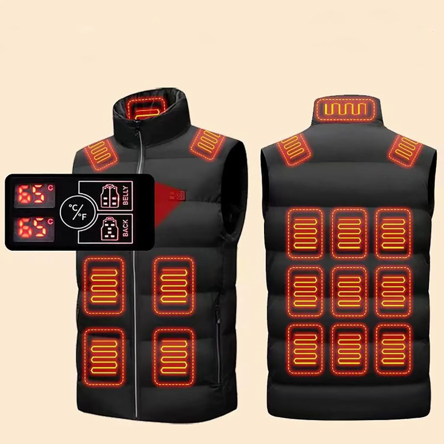 Heated Vest for Men Women Electric Lightweight Zip Coat Windproof Warm Smart Down Jacket No Battery Pack Included