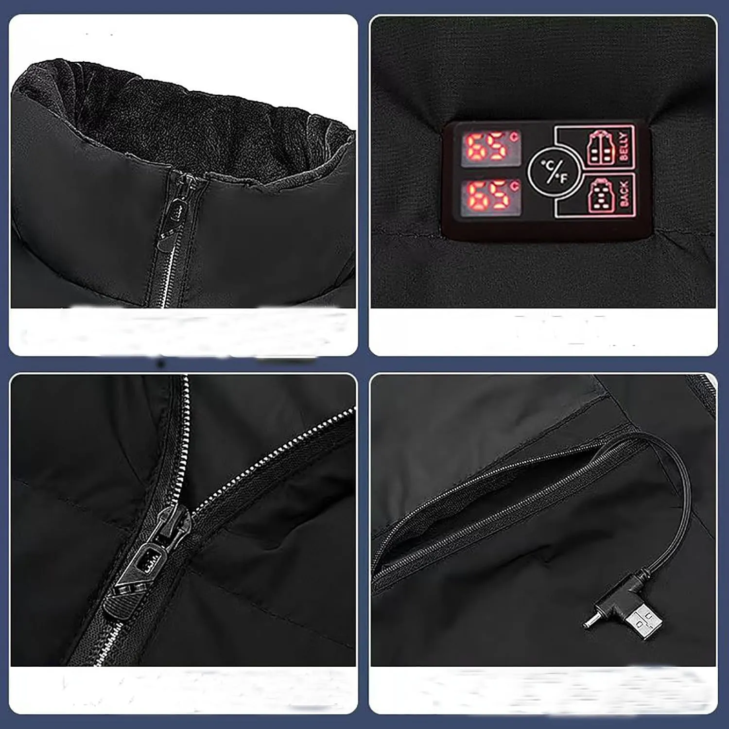 Heated Vest for Men Women Electric Lightweight Zip Coat Windproof Warm Smart Down Jacket No Battery Pack Included