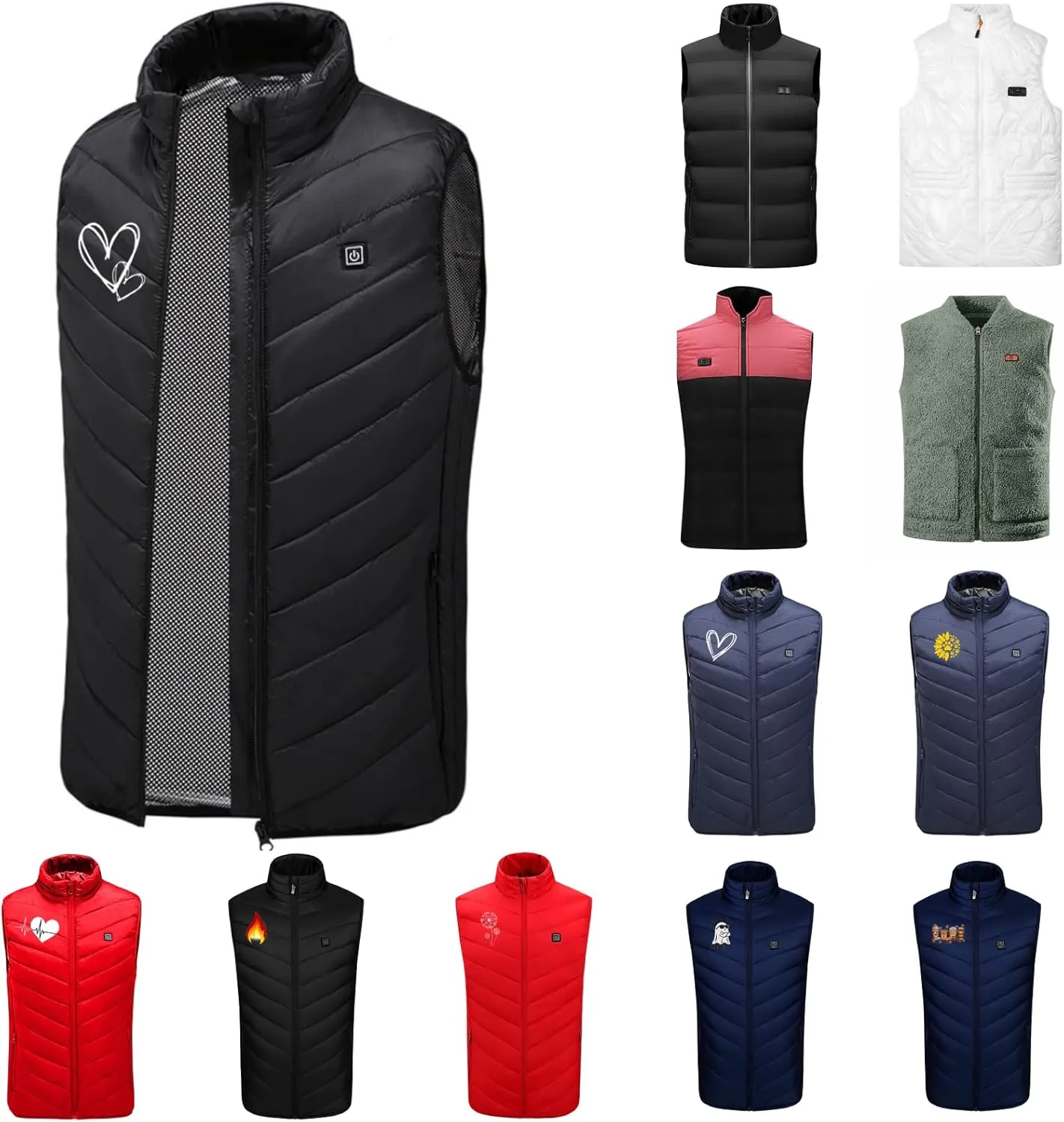 Heated Vest for Men Women Electric Lightweight Zip Coat Windproof Warm Smart Down Jacket No Battery Pack Included