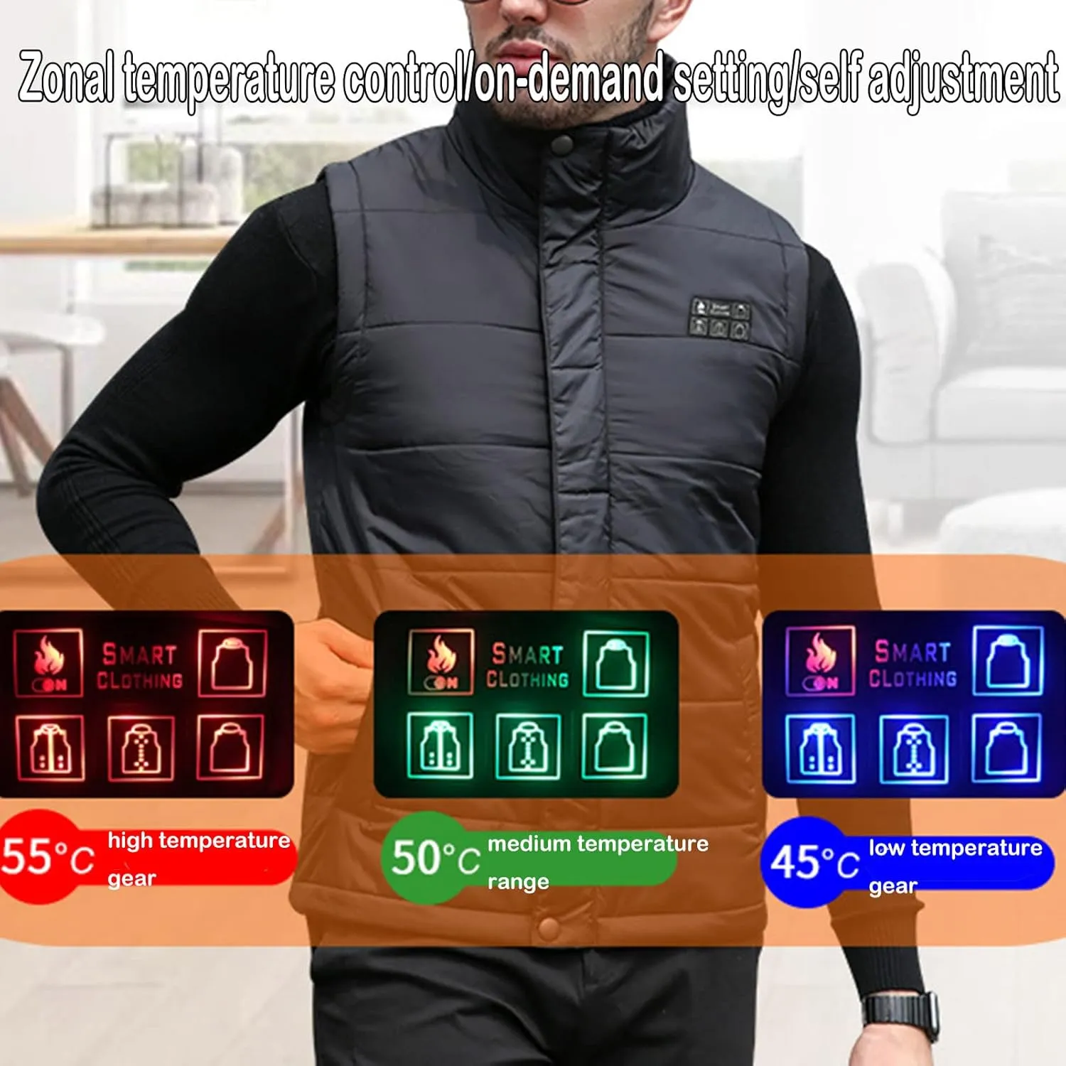 Heated Vest for Men Women Electric Lightweight Zip Coat Windproof Warm Smart Down Jacket No Battery Pack Included