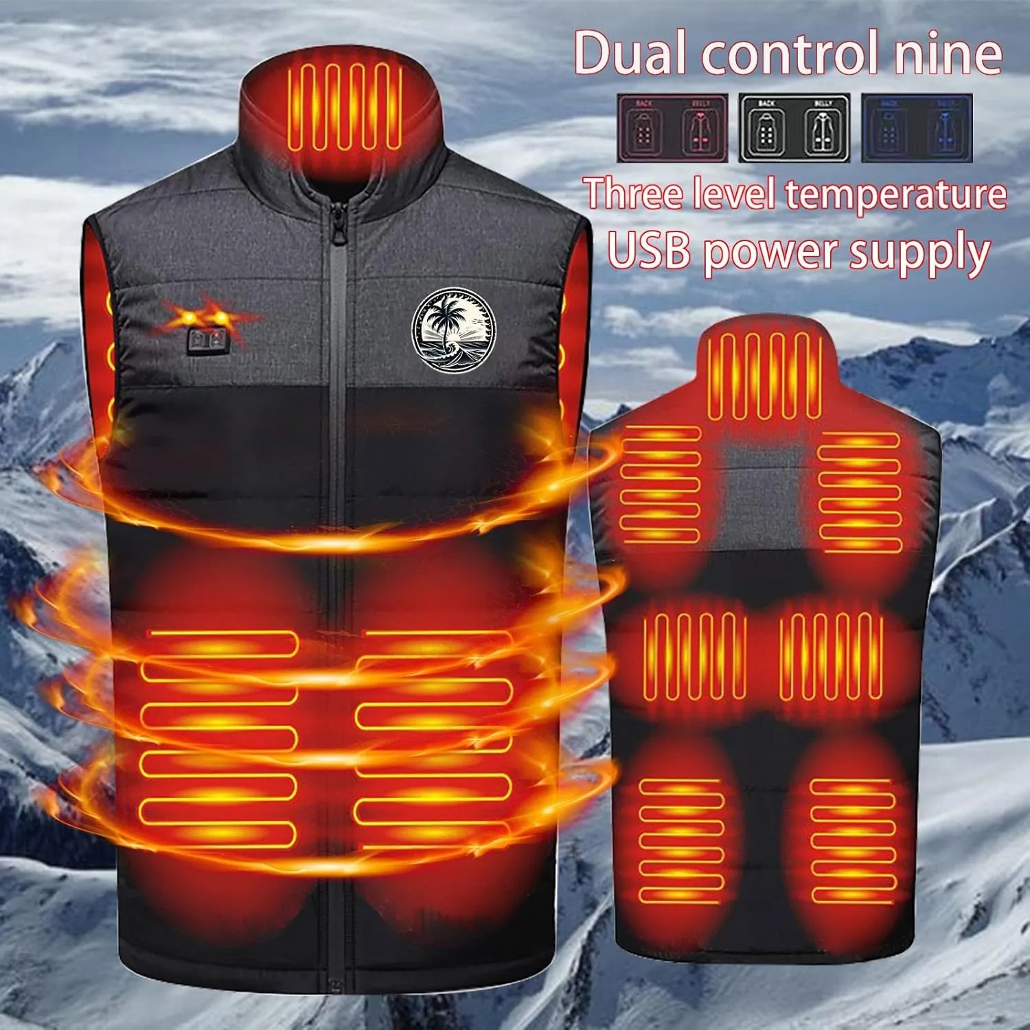 Heated Vest Women and Men Winter Warm Heated Jackets Rechargeable USB Puffer Heated Jacket Fashion Lightweight Outwear