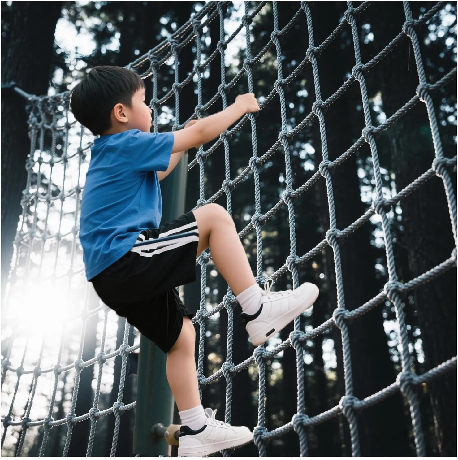 Heavy Duty Climbing Cargo Net for Kids Indoor/Outdoor Backyard Playground Safety Net Kids Tree House Rope Ladder Swing Hammock Truck Trailer Net,3.3x4.9ft