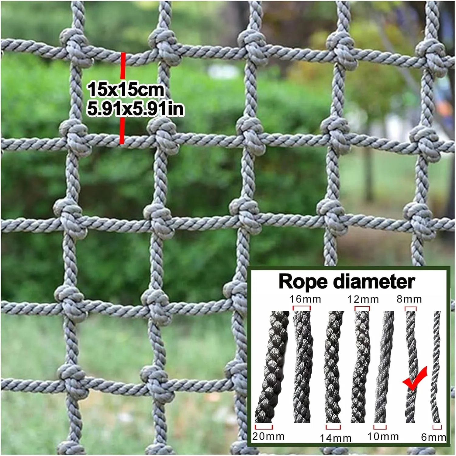Heavy Duty Climbing Cargo Net for Kids Indoor/Outdoor Backyard Playground Safety Net Kids Tree House Rope Ladder Swing Hammock Truck Trailer Net,3.3x4.9ft