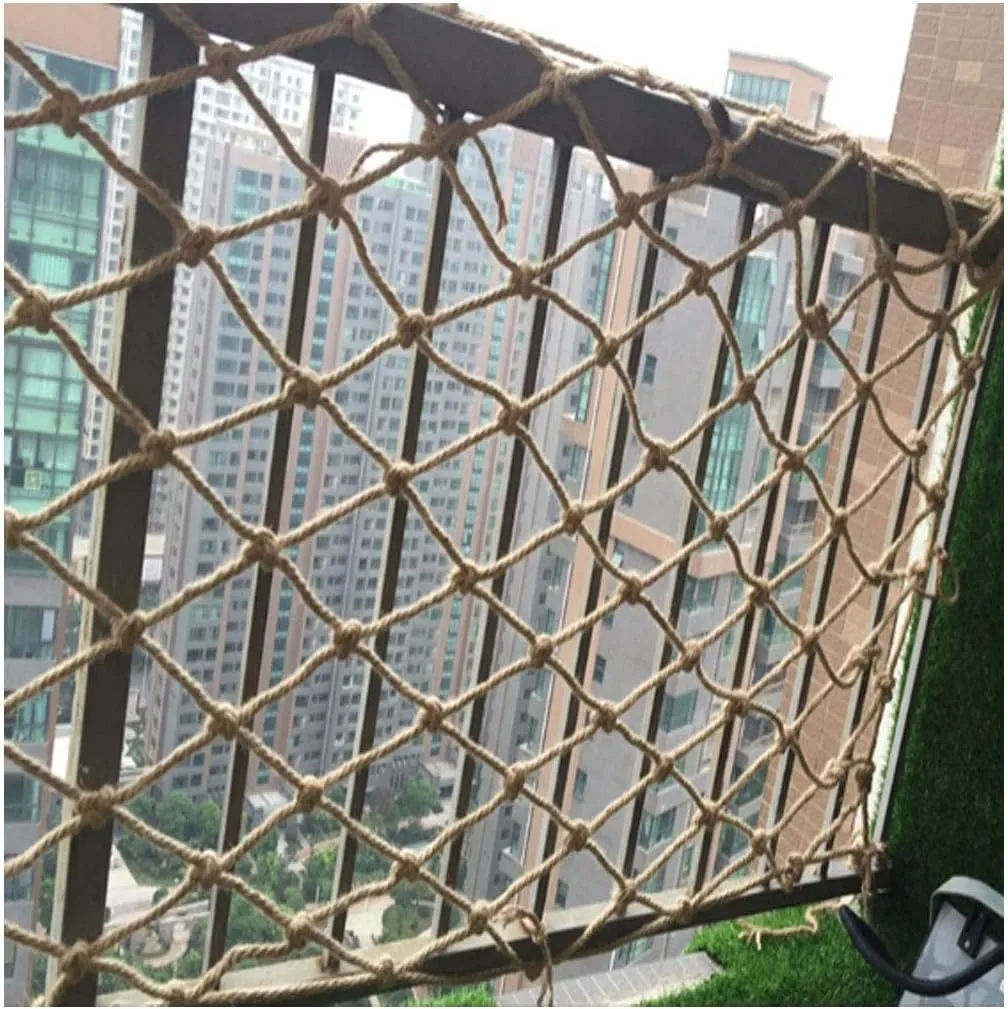 Heavy Duty Hemp Rope Netting - Outdoor Kids Climbing Cargo Net, Stair Railing, Garden Plants Protective Net, Playground Hammock (Size: 1 * 3m (3 * 10ft))