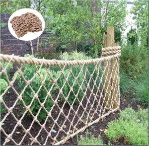 Heavy Duty Hemp Rope Netting - Outdoor Kids Climbing Cargo Net, Stair Railing, Garden Plants Protective Net, Playground Hammock (Size: 1 * 3m (3 * 10ft))