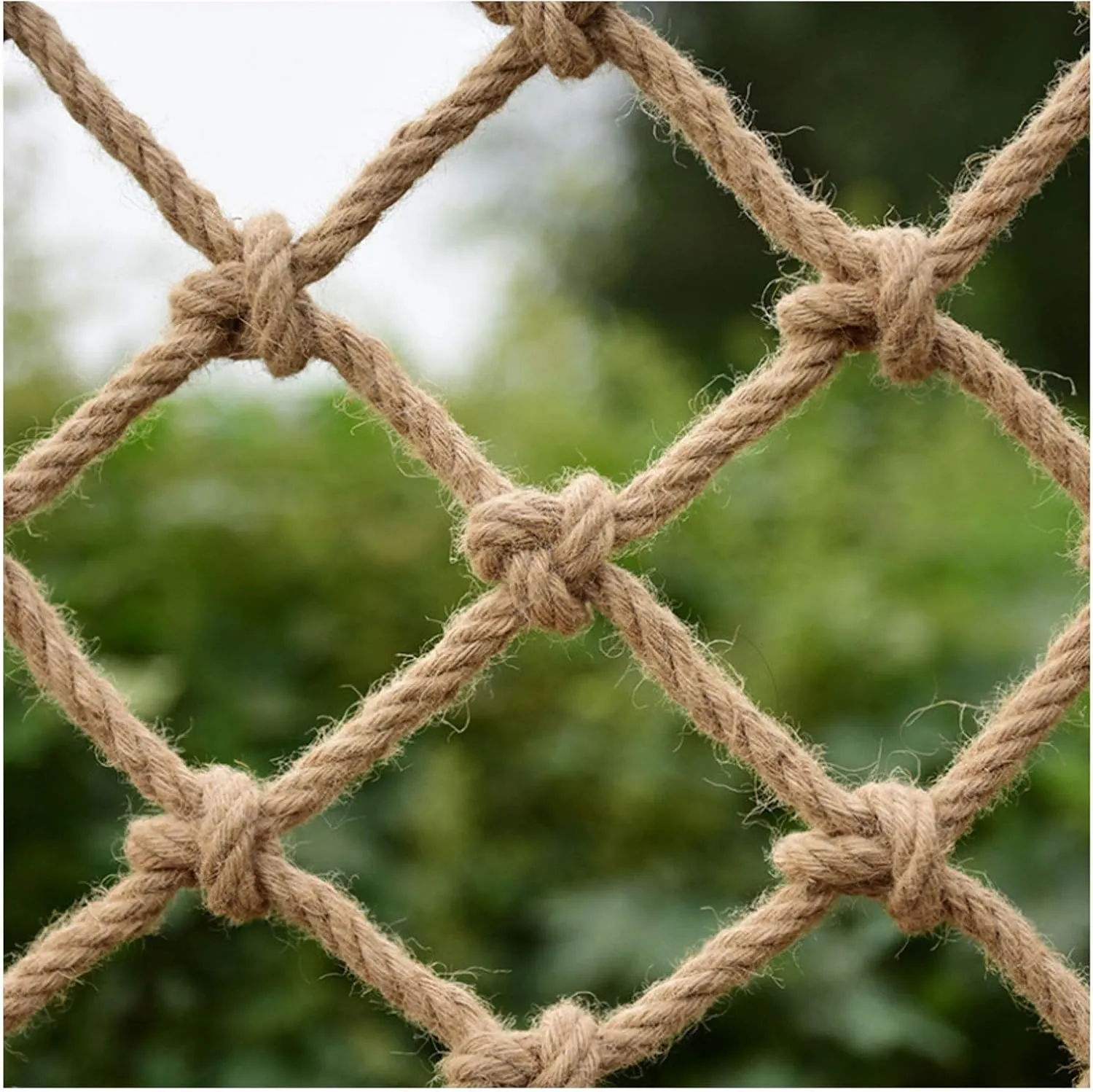 Heavy Duty Hemp Rope Netting - Outdoor Kids Climbing Cargo Net, Stair Railing, Garden Plants Protective Net, Playground Hammock (Size: 1 * 3m (3 * 10ft))
