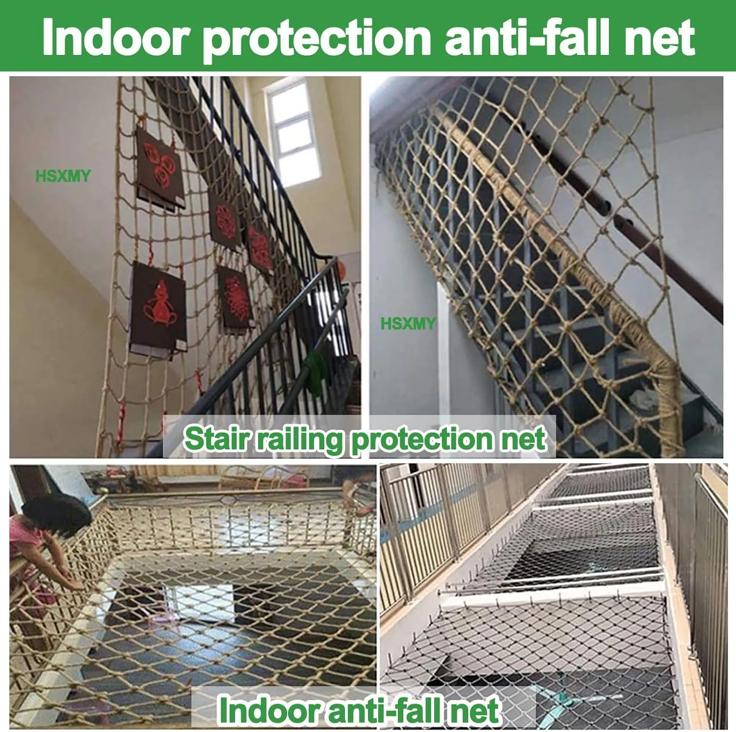 Heavy-Duty Outdoor Climbing Cargo Net Playground Play Safety Net Polyamide Material Tree House Rope Ladder Swing Hammock Truck Trailer Net,9.8FTx13.1FT