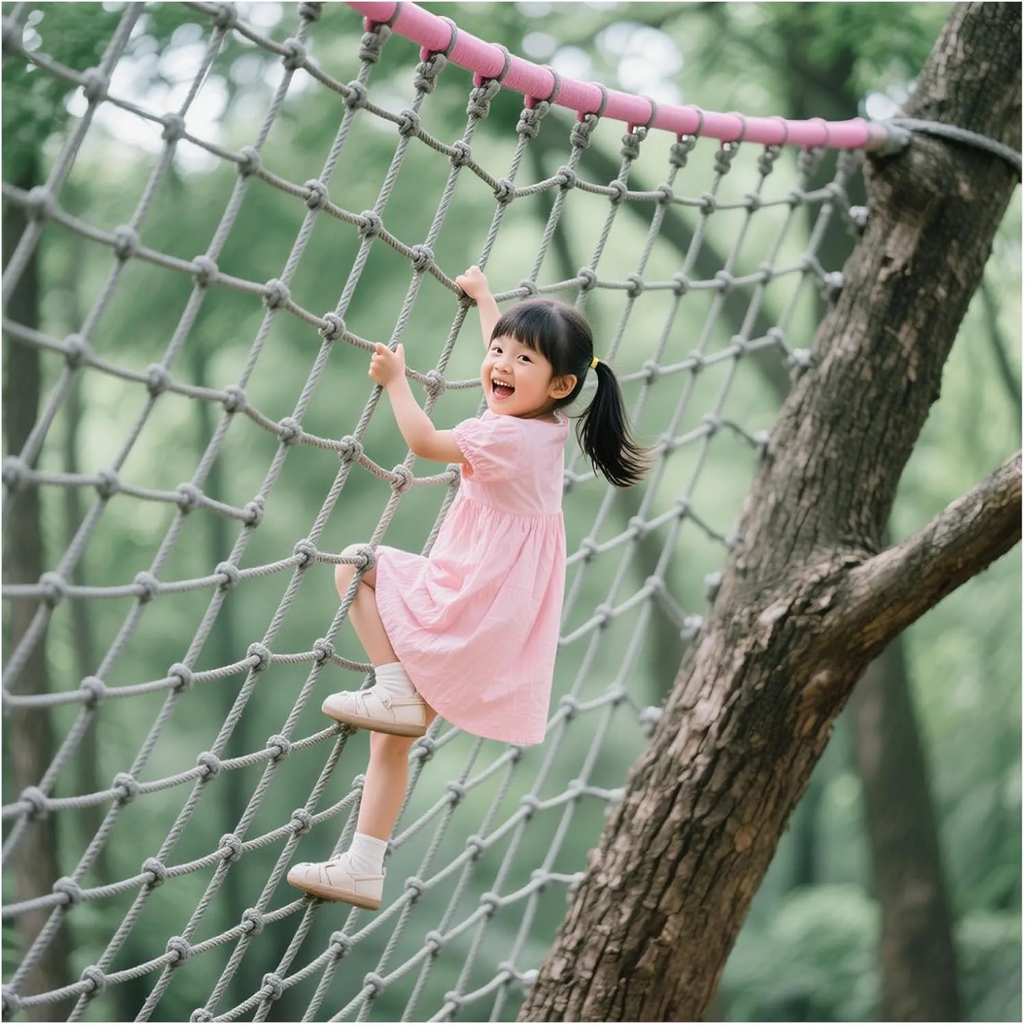 Heavy-Duty Outdoor Climbing Cargo Net Playground Play Safety Net Polyamide Material Tree House Rope Ladder Swing Hammock Truck Trailer Net,9.8FTx13.1FT