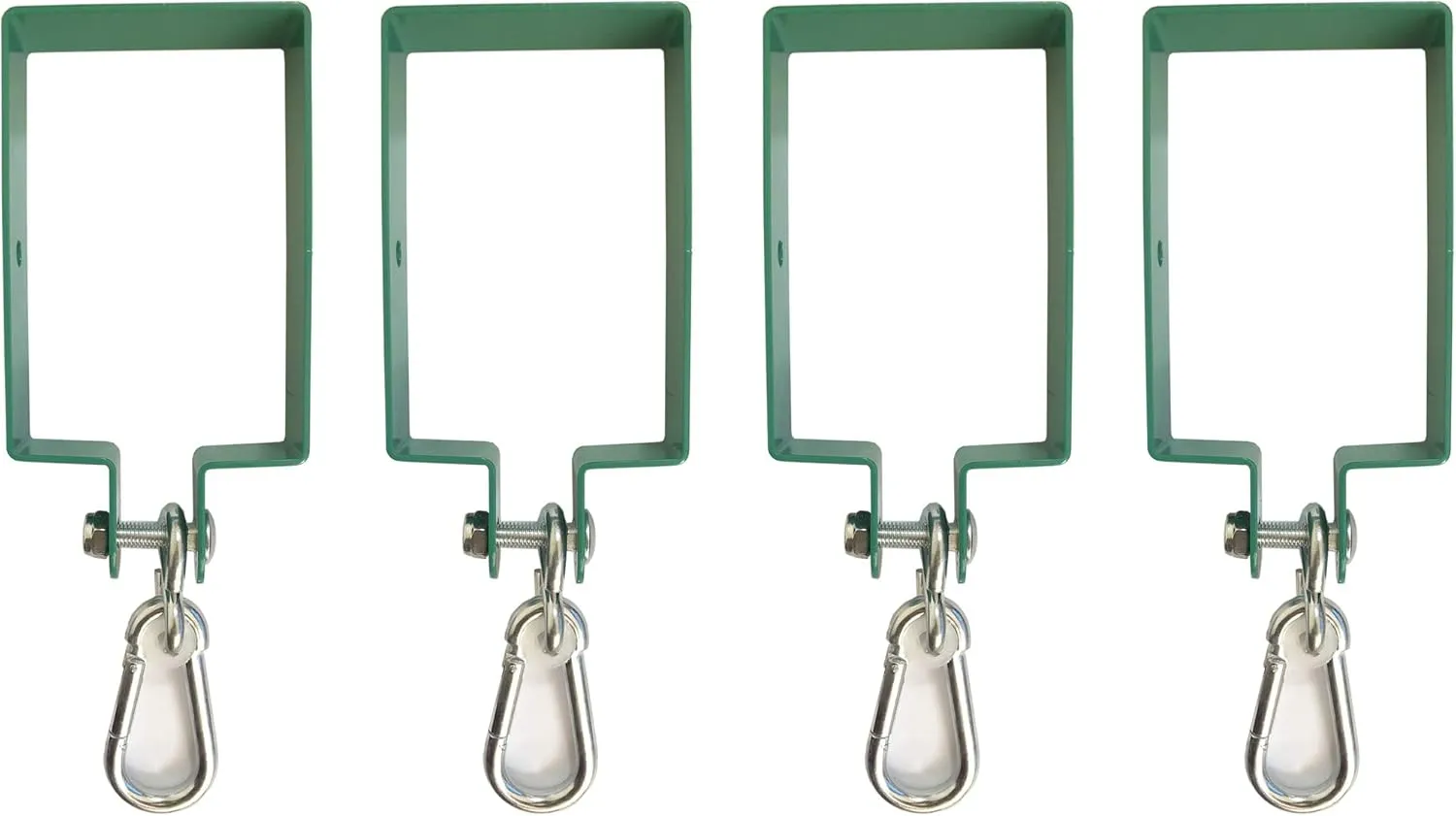 Heavy Duty Steel Swing Hangers for Wooden Sets Includes Snap Hooks. for Connecting to a 4"x6" Beam (Green, Set of 4)