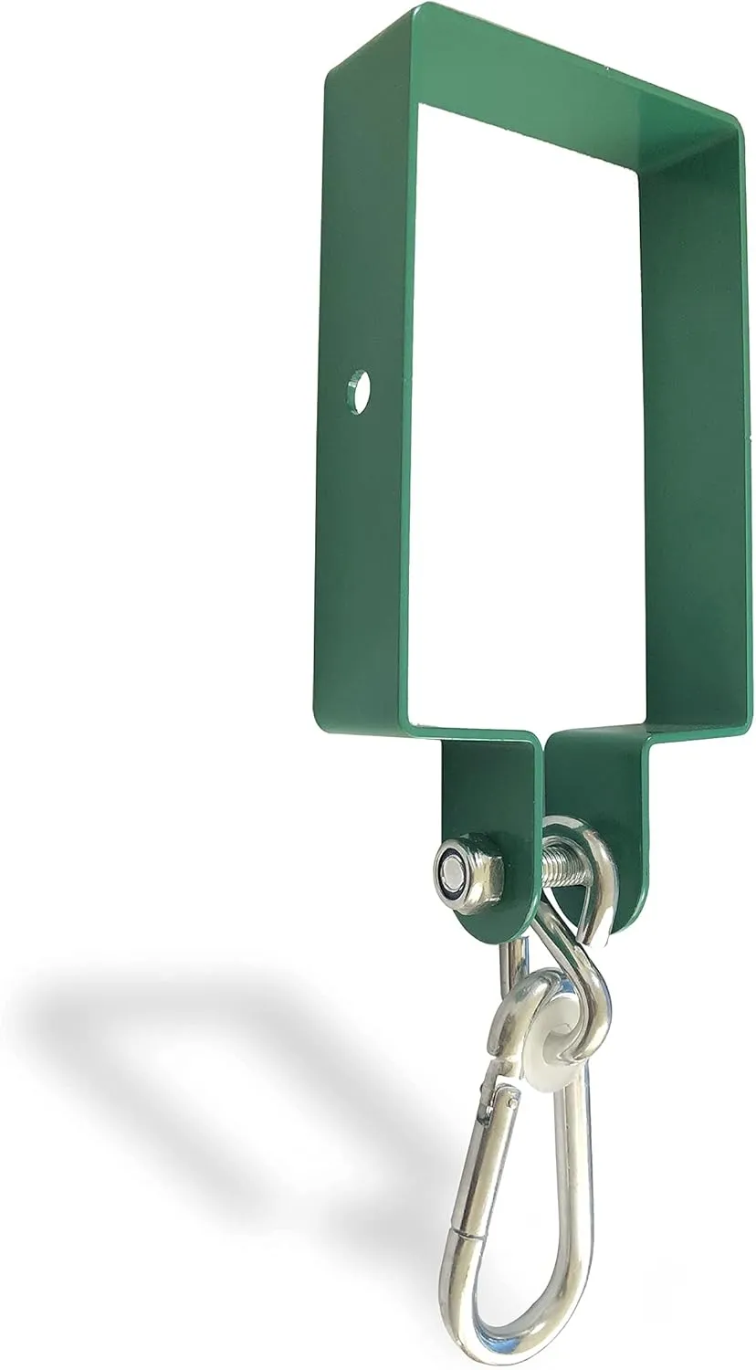 Heavy Duty Steel Swing Hangers for Wooden Sets Includes Snap Hooks. for Connecting to a 4"x6" Beam (Green, Set of 4)