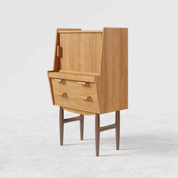 Helga Modern Secretary Desk with Hutch Computer Desk with Ample Storage With Chair